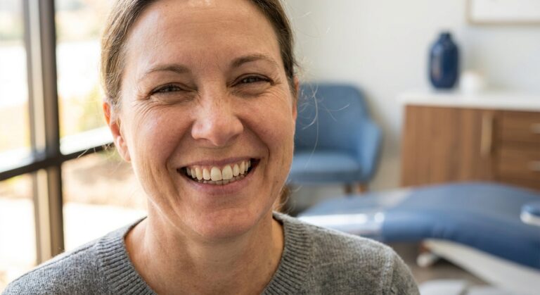 Close-up of a patient's natural, confident smile after professional teeth whitening at Belmont Dental in Belmont, NC